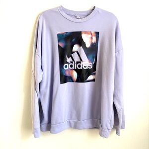 Adidas | Women’s Oversized Lavender Purple Graphic Logo Crewneck Sweatshirt Sz L
